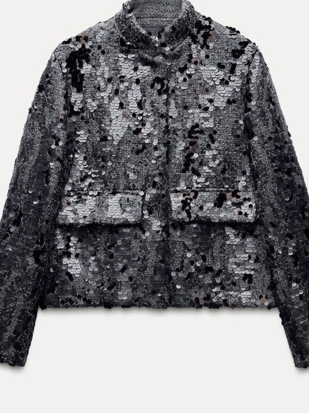 Zara Black Sequin Cropped Jacket